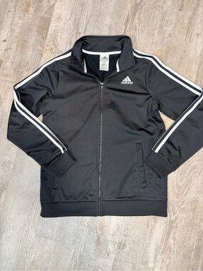 adidas Black Track Jacket with White Stripes - Kids